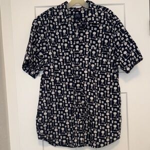 Navy Blue Patterned Men's Shirt